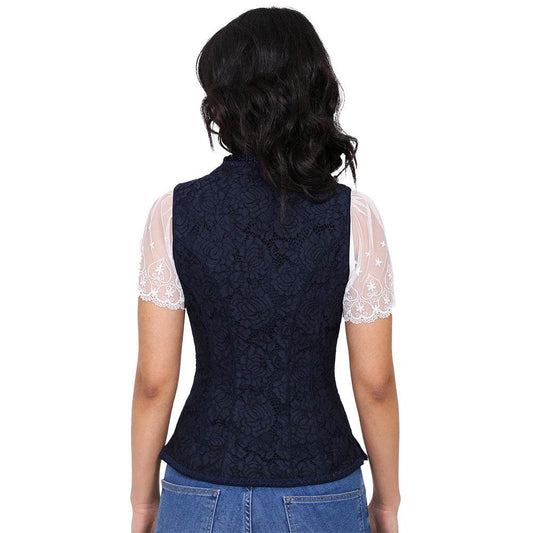 Festliches Spitzenmieder Lole in Dunkelblau von Krüger mit Reißverschluss vorne