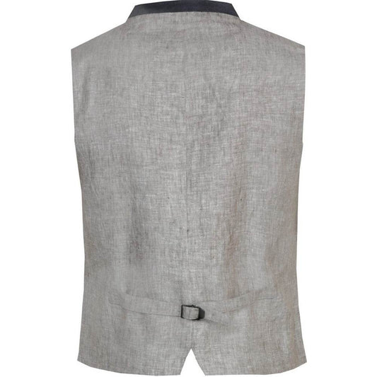 Weste Jonathan in khaki/anthrazit Melange Optik mit einem Stehkragen, Kugelknöpfen und Paspeltaschen