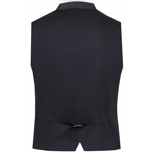 Weste Pleinfeld schwarz mit strukturierten Webmuster und Stehkragen