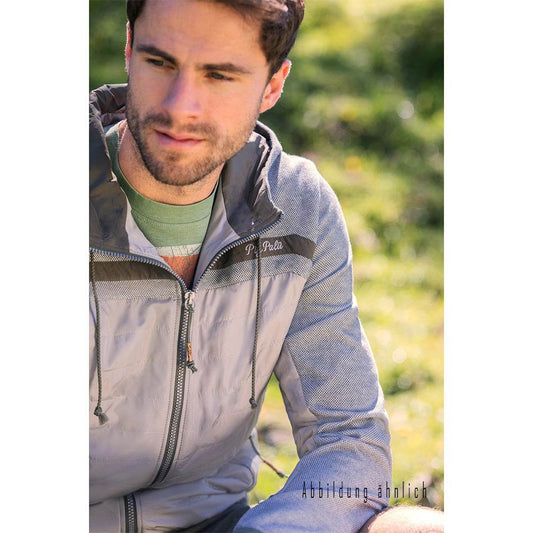 Herren Jacke Ried von Piz Palü in grau/honig mit Kapuze