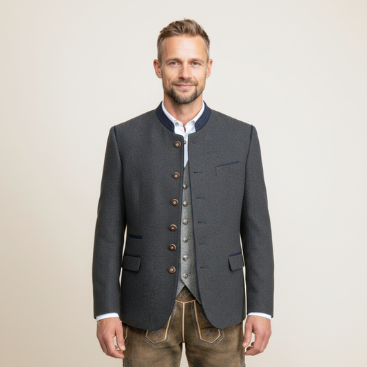 Trachtenjacke Titus dunkelgrau/blau von Stockerpoint