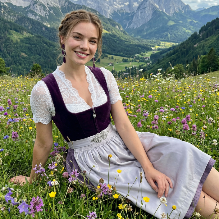 Dirndl Inka 2tlg. Samt pflaume von MarJo