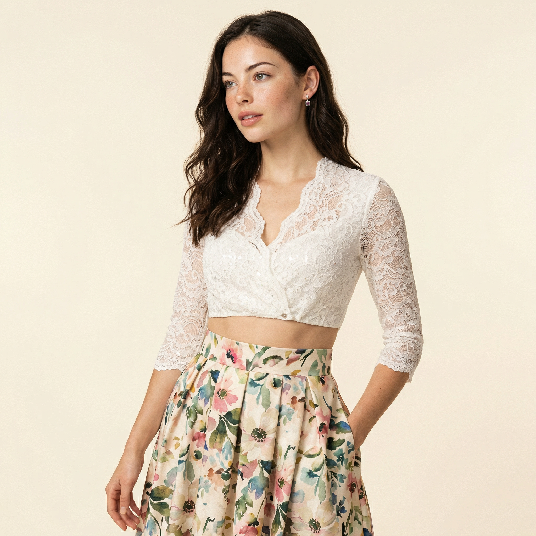 Dirndlbluse Mariella creme glitzer
