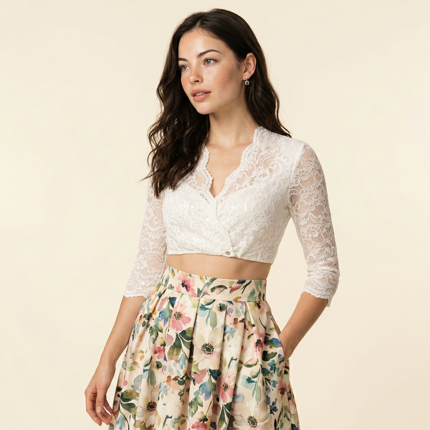 Dirndlbluse Mariella creme glitzer