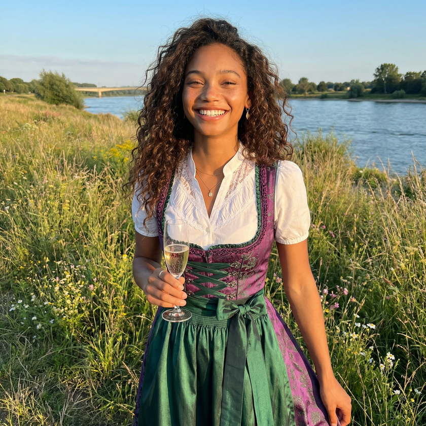 Dirndlbluse mit Stehkragen