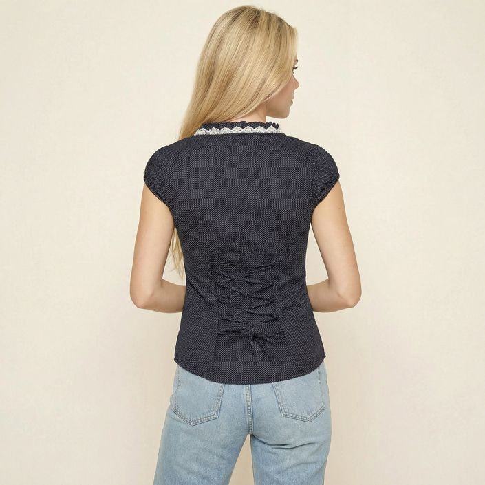 Bluse Nulina mit Röschen und Spitze