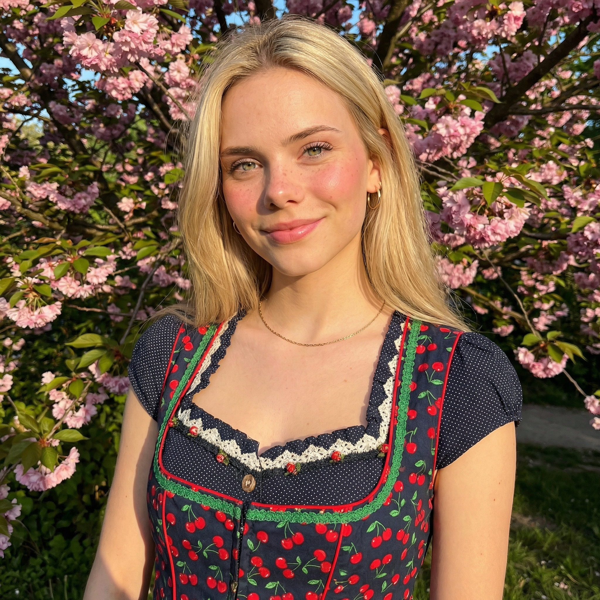 Bluse Nulina mit Röschen und Spitze