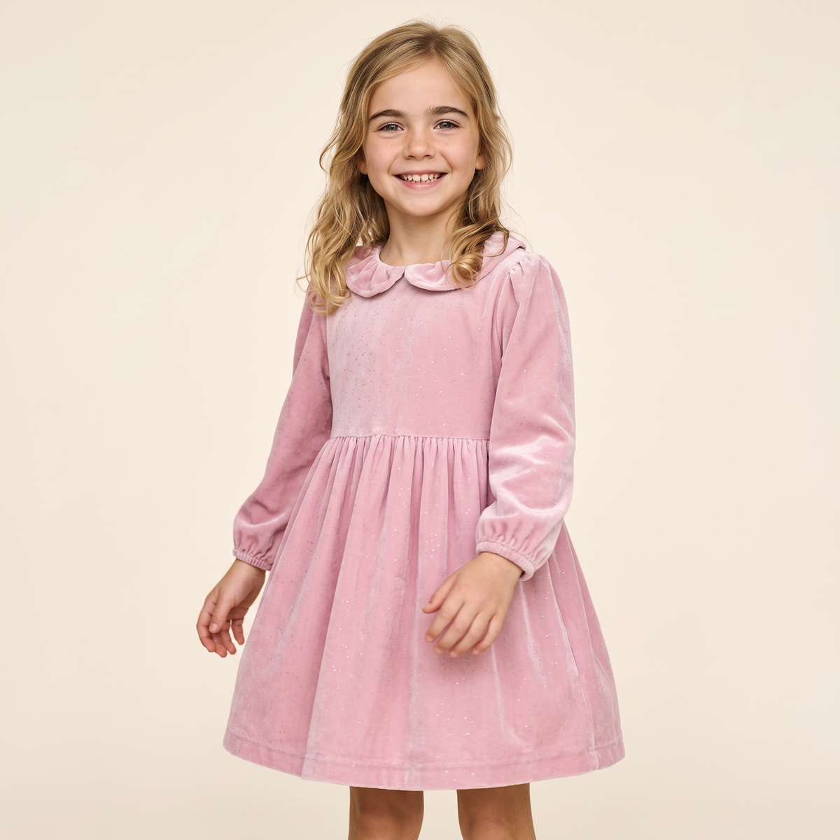 Kinderkleid Abel + Lula - Samt rosa