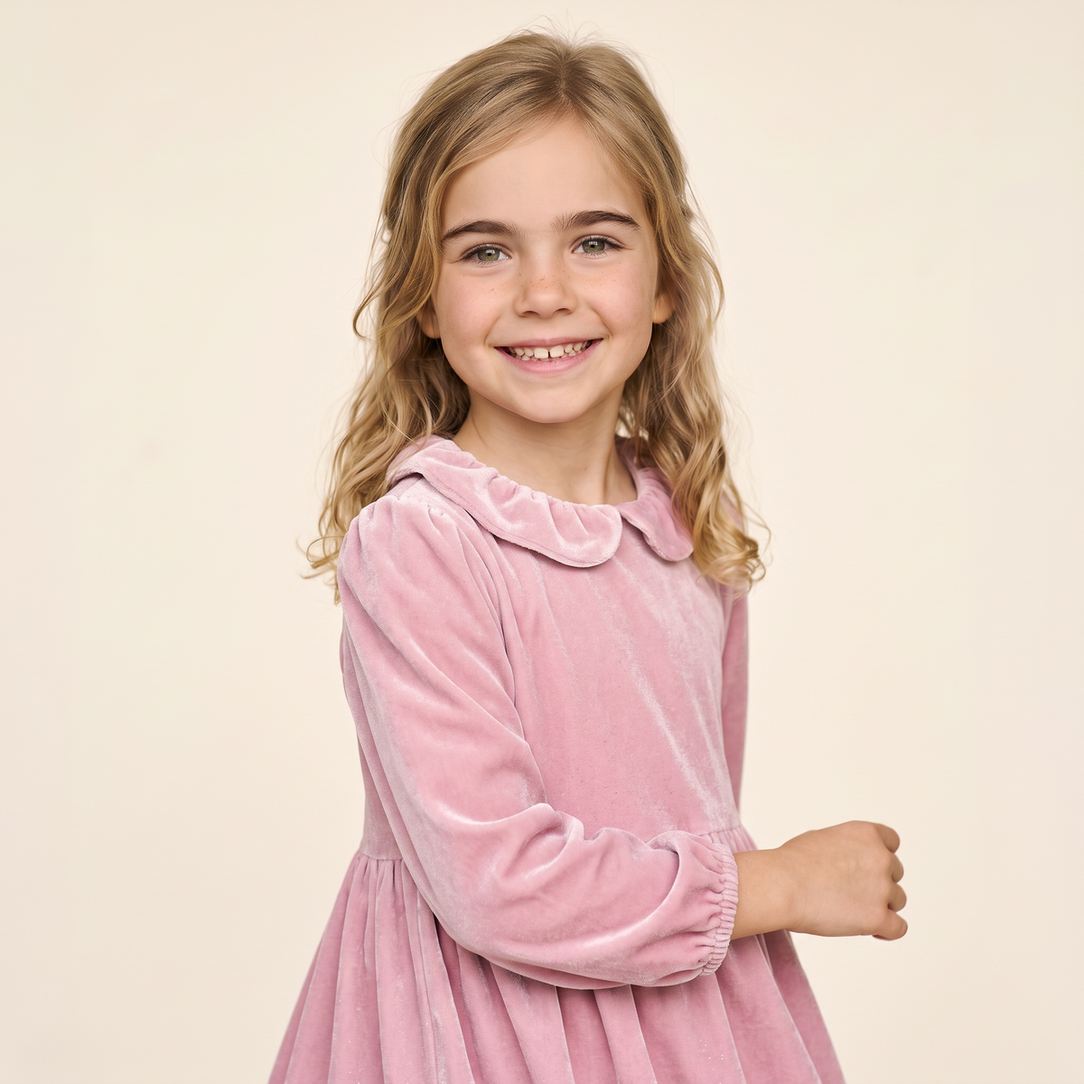 Kinderkleid Abel + Lula - Samt rosa