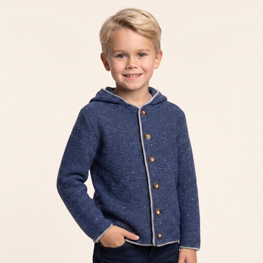 Kinderstrickjacke mit Kapuze von Isar-Trachten
