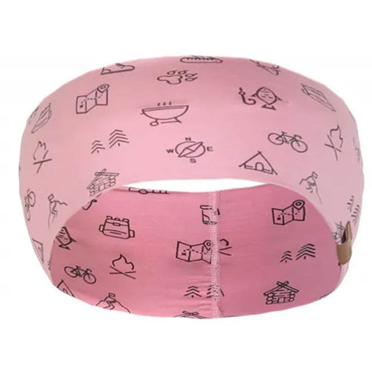 Trendiges Damen-Stirnband Anzing in perlrosa mit Alloverprint aus Jersey-Stoff, bequem und sportlich tragbar.
