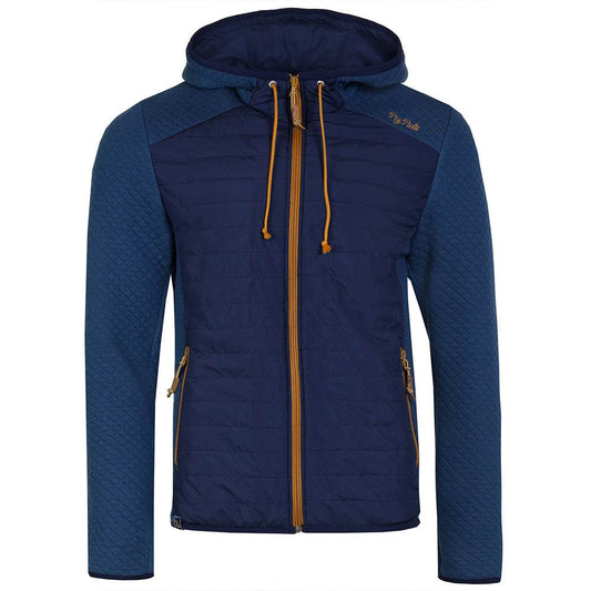 Herren Jacke Reichenbach in blau mit Kapuze, Reißverschlusstaschen, elastischen Abschlüssen und kontrastfarbigen Akzenten, weiche gesteppten Partien für Bewegungsfreiheit.