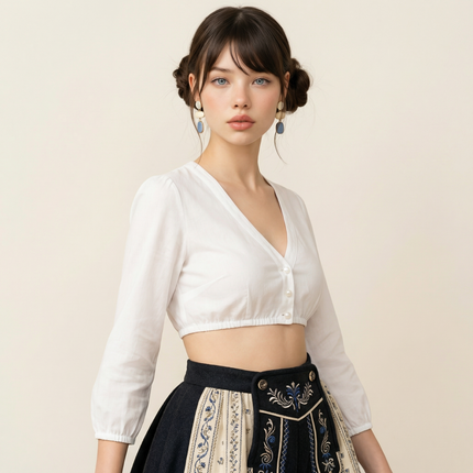 minimalistische zarte Dirndlbluse in der Farbe ecru