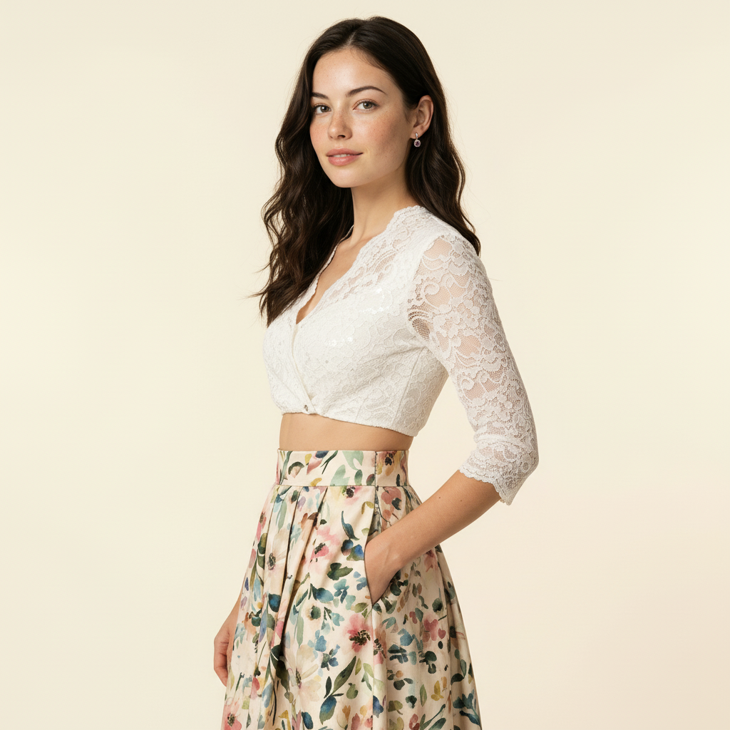 Dirndlbluse Mariella creme glitzer