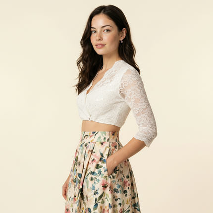 Dirndlbluse Mariella creme glitzer