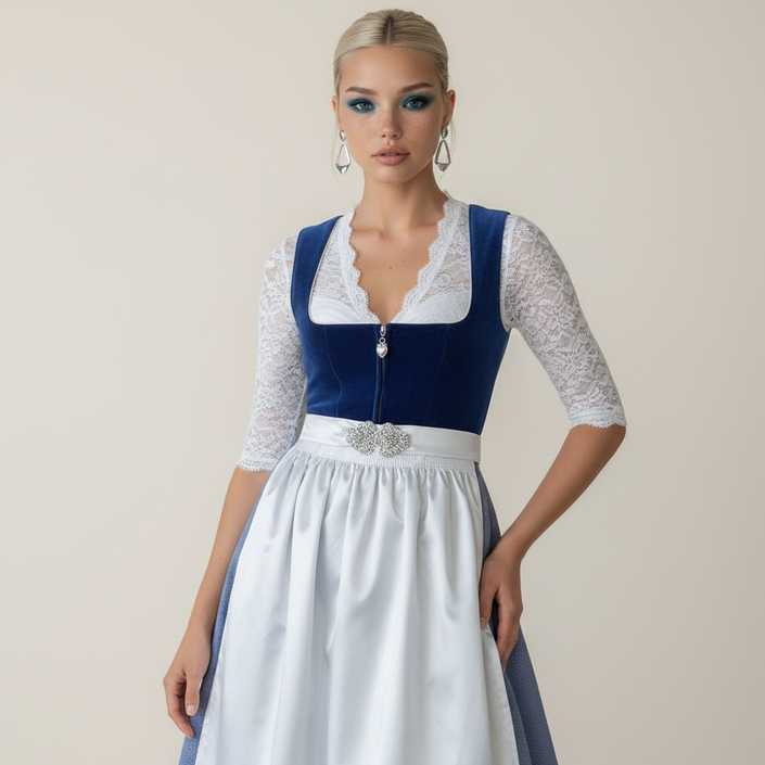Dirndl Inka 2tlg. Samt saphir von MarJo