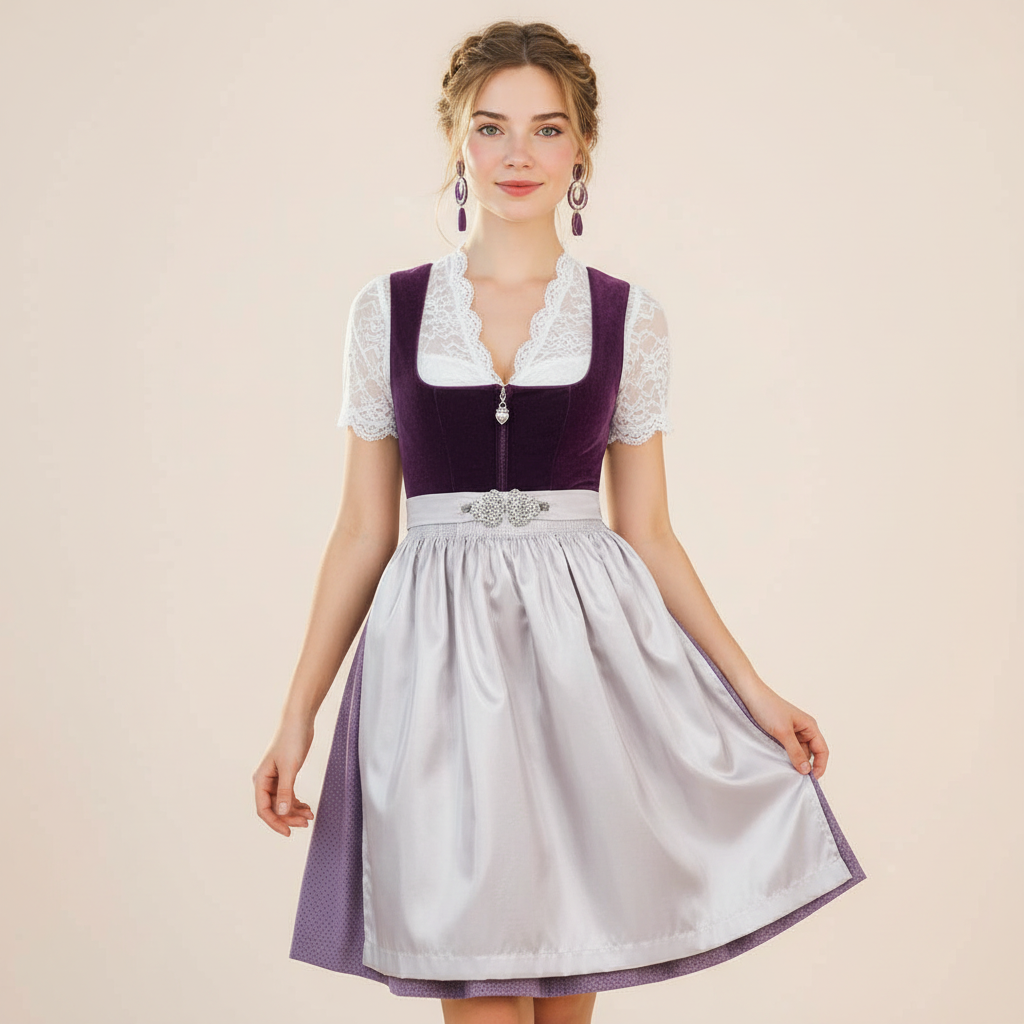 Dirndl Inka 2tlg. Samt pflaume von MarJo
