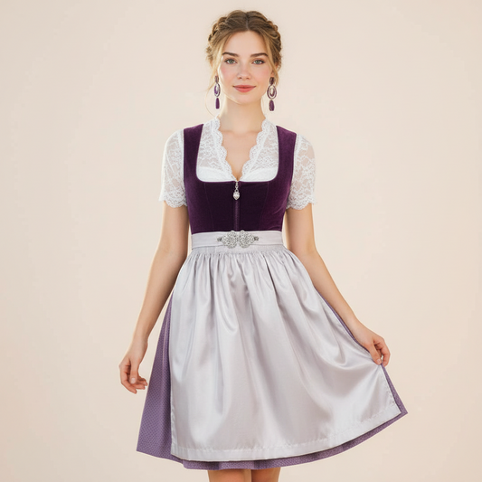 Dirndl Inka 2tlg. Samt pflaume von MarJo