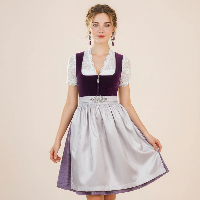 Dirndl Inka 2tlg. Samt pflaume von MarJo