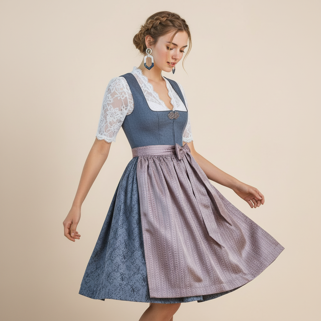 Dirndl Doreen 2tlg. blau/mauve von MarJo